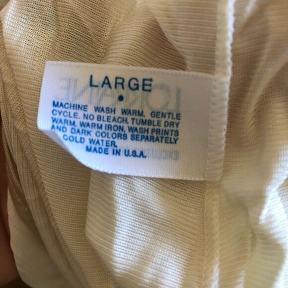 Vintage 70s 80s Nylon Nightgown Pajama Dress Beige - Picture 10 of 10